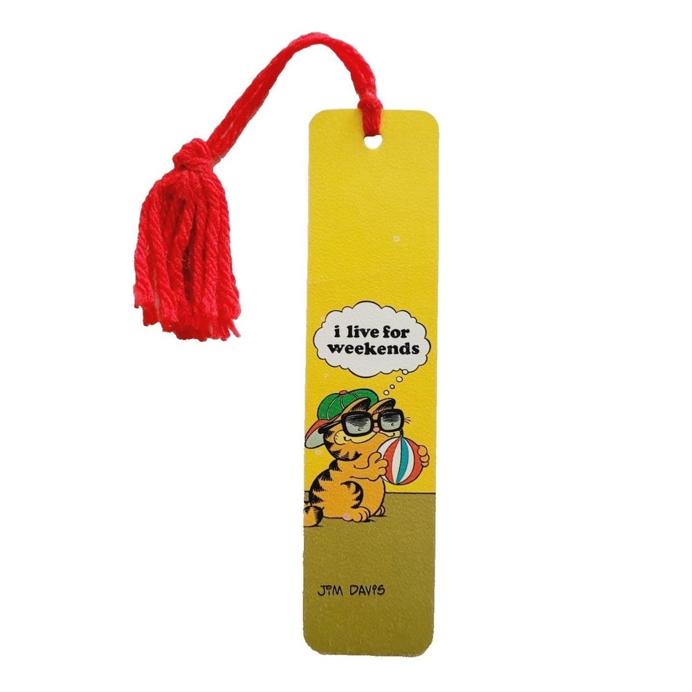 Vintage 70s Garfield Cat Bookmark Live Weekends Jim Davis Antioch USA 1978 H-352